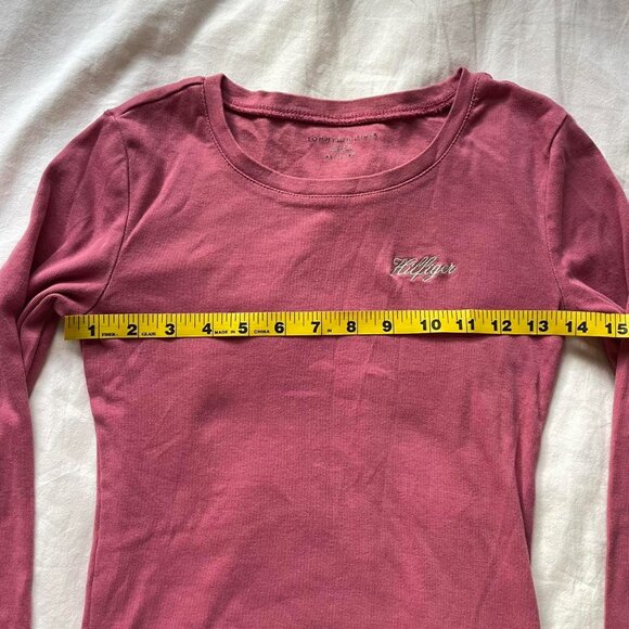 Mauve Pink Tommy Hilfiger Ripped Long Sleeve Top - Picture 5 of 6